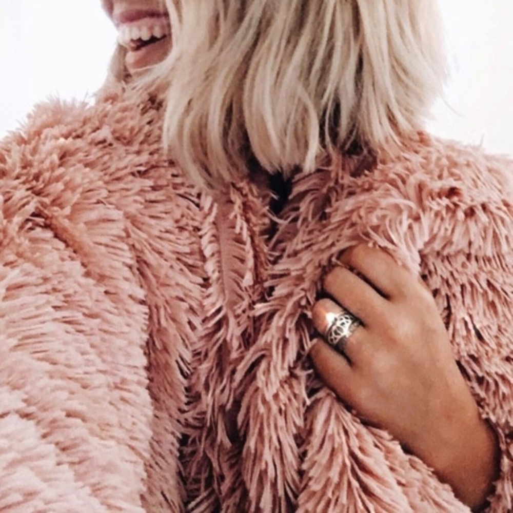 TEDDY BLUSH FUR COAT - Picture 2 of 3